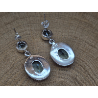 Echt zilveren oorbel stekers met topaas